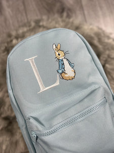 Personalised Embroidered Rabbit Initial Backpack