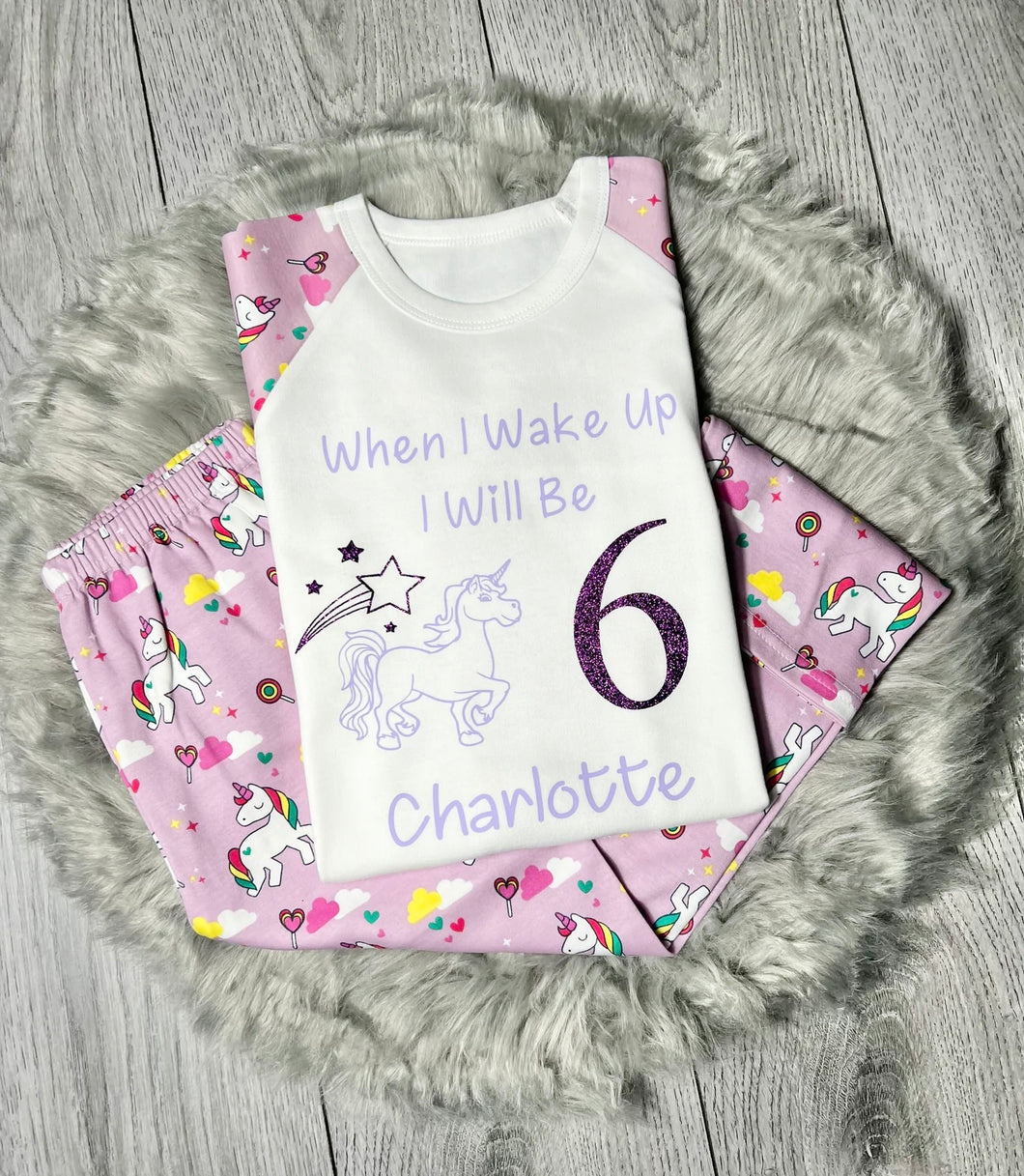 Personalised Children's Unicorn Birthday Pyjama's