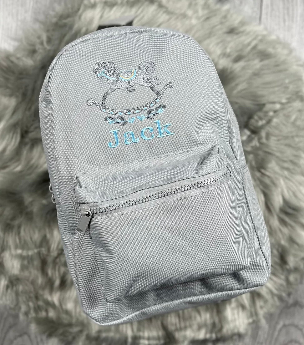 Personalised Embroidered Rocking Horse Backpack