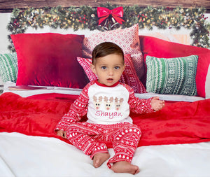 Personalised Embroidered Reindeer Trio Christmas Pyjamas