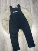 Load image into Gallery viewer, Personalised Children&#39;s Embroidered Dungarees. Black
