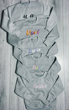 Load image into Gallery viewer, Personalised Children&#39;s Grey Embroidered Jumper.
