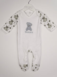 Personalised Embroidered Teddy Babygrow