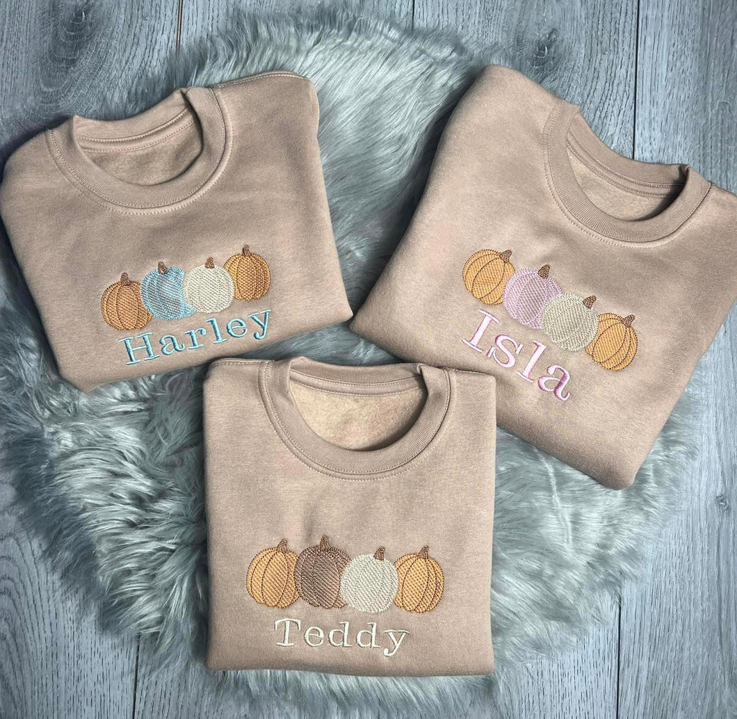 Personalised Embroidered Pumpkin Halloween Sweatshirt