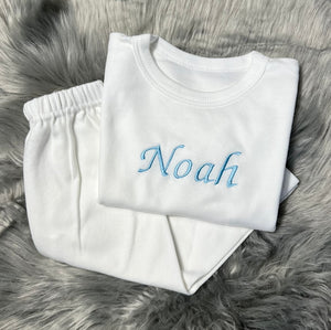 Personalised Children's Embroidered White Pyjamas. - BabyCraftsUK