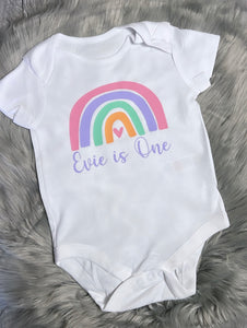 Personalised Babies Birthday Rainbow Vest.