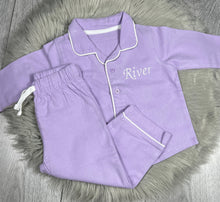 Load image into Gallery viewer, Embroidered Collared Pyjamas - Lilac
