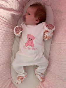 Personalised Embroidered Teddy Babygrow