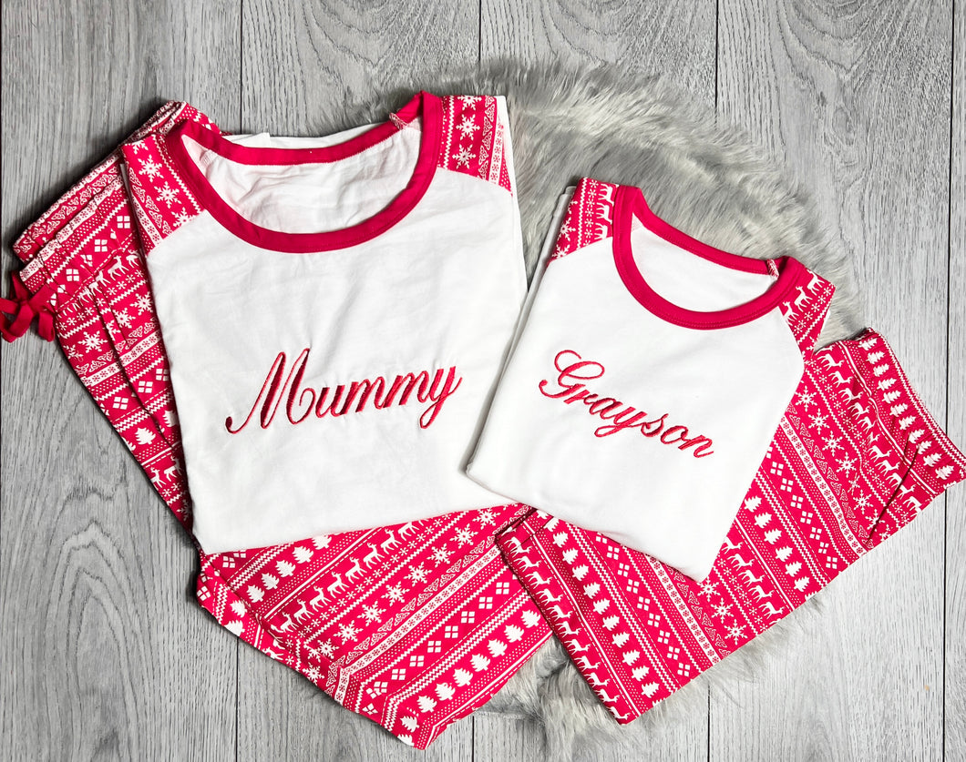 Personalised Embroidered Christmas Pyjamas - Women's