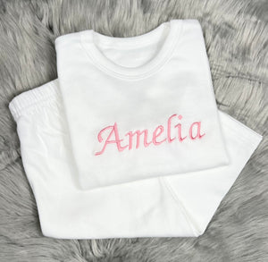 Personalised Children's Embroidered White Pyjamas. - BabyCraftsUK