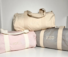 Load image into Gallery viewer, Personalised Embroidered Holdall Barrel Bag
