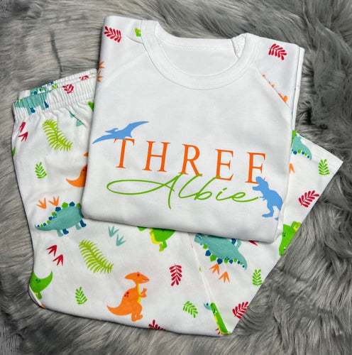 Personalised Children's Dinosaur Birthday Pyjama's - BabyCraftsUK