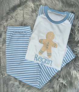 Personalised Embroidered Gingerbread Christmas Pyjamas