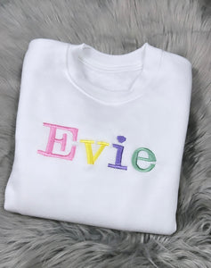 Personalised Pastel Children's Embroidered T-Shirt.