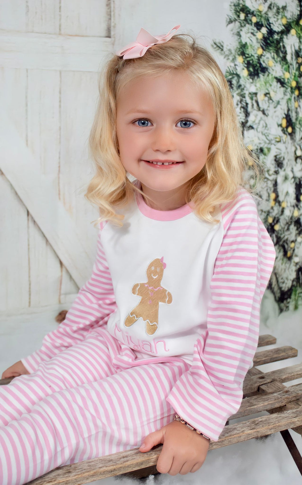 Personalised Embroidered Gingerbread Christmas Pyjamas