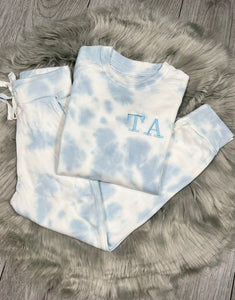 Personalised Embroidered Tie Dye Lounge Set - Blue