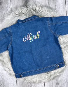Embroidered Personalised Children's Denim Jacket - Pastels - BabyCraftsUK