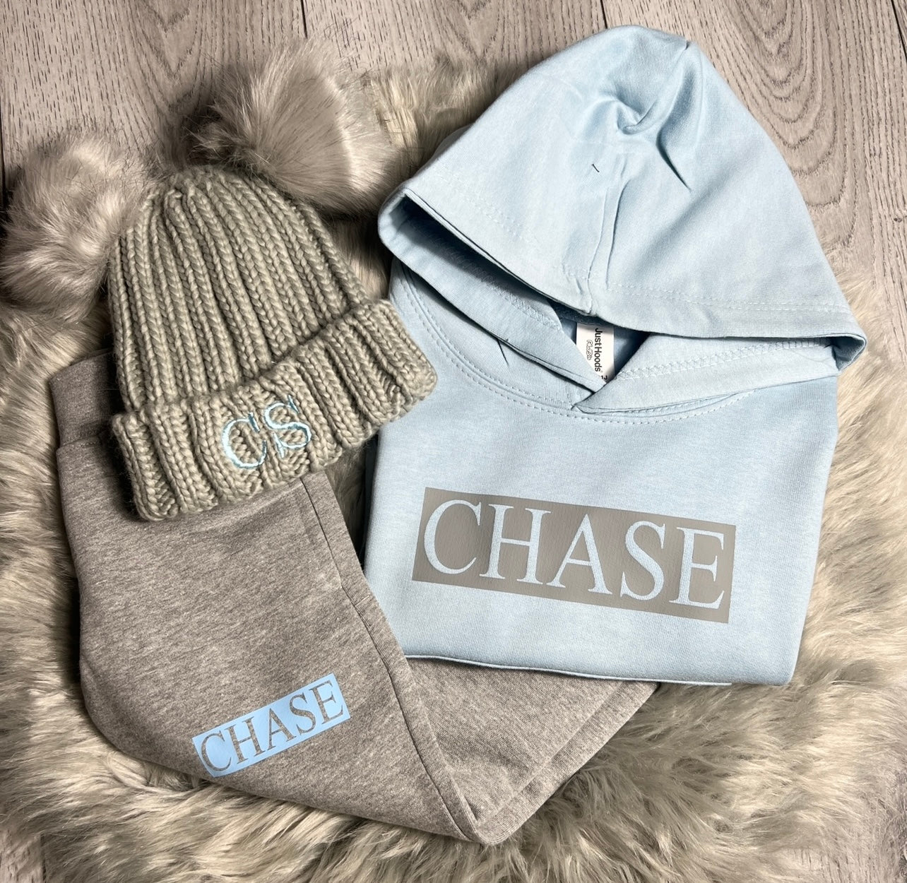 Personalised Children's Blue Grey Tracksuit