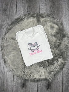 Personalised Embroidered Rocking Horse Baby Bundle