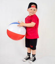 Load image into Gallery viewer, Personalised Children&#39;s Embroidered Red and Black Short Set
