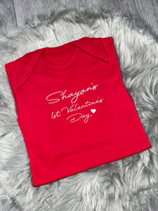 Personalised Red 1st Valentine's Babygrow