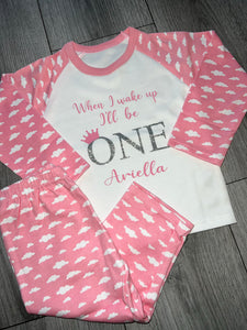 Personalised Children's Cloud Birthday Pyjama's Pink and Blue - BabyCraftsUK