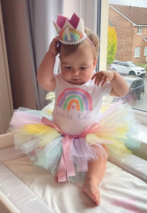 Personalised Babies Birthday Rainbow Vest.
