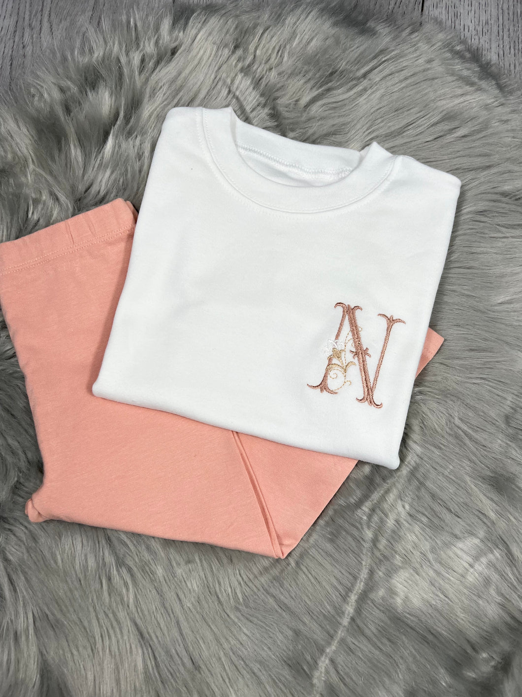 Embroidered Rose Initial T-Shirt - BabyCraftsUK