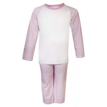 Load image into Gallery viewer, Personalised Children&#39;s Embroidered Stripe Pyjama&#39;s. Available in Pink,Blue,Grey.
