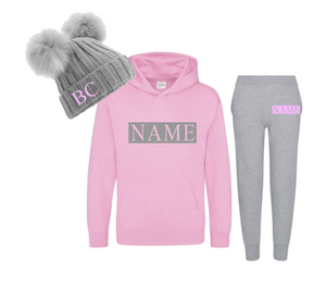 Personalised Children's Pink & Grey Tracksuit