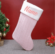 Load image into Gallery viewer, Personalised Pink Classic Knitted Stocking
