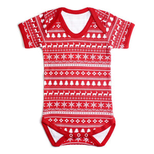 Red Babies Christmas Inspired Design Short Sleeve Vest