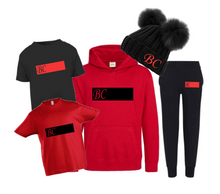 Load image into Gallery viewer, Personalised Children&#39;s Red &amp; Black Hoody Tracksuit
