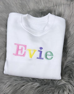 White Pastel Embroidered Sweatshirt