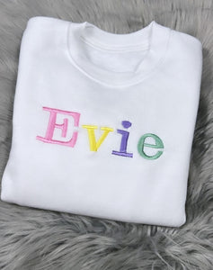 White Pastel Embroidered Sweatshirt