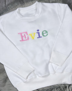 White Pastel Embroidered Sweatshirt
